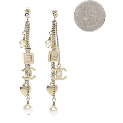 Chanel Pearl CC Charm Drop Earrings Gold 2 of 4