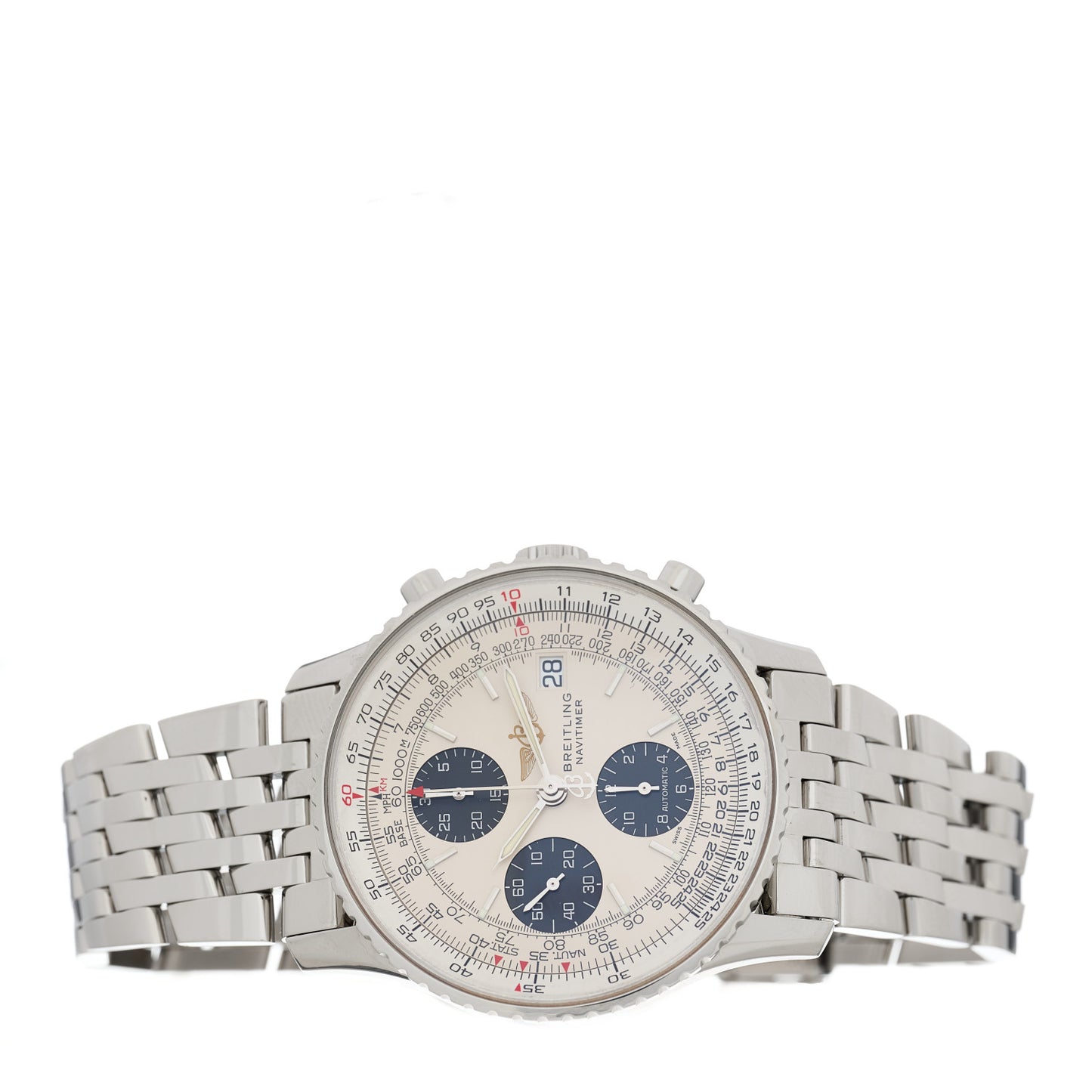 Stainless Steel 41mm Navitimer Automatic Watch White A1332412