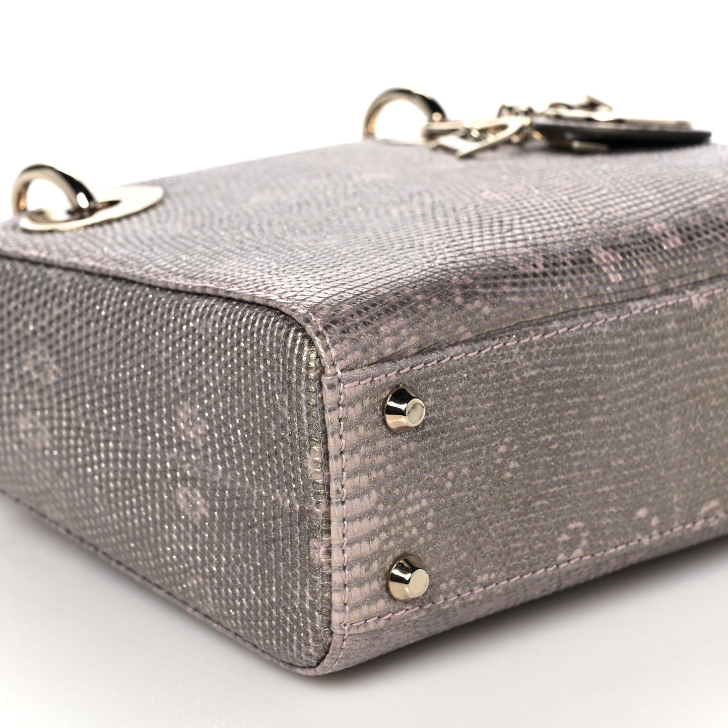 Metallic Lizard Mini Lady Dior Natural