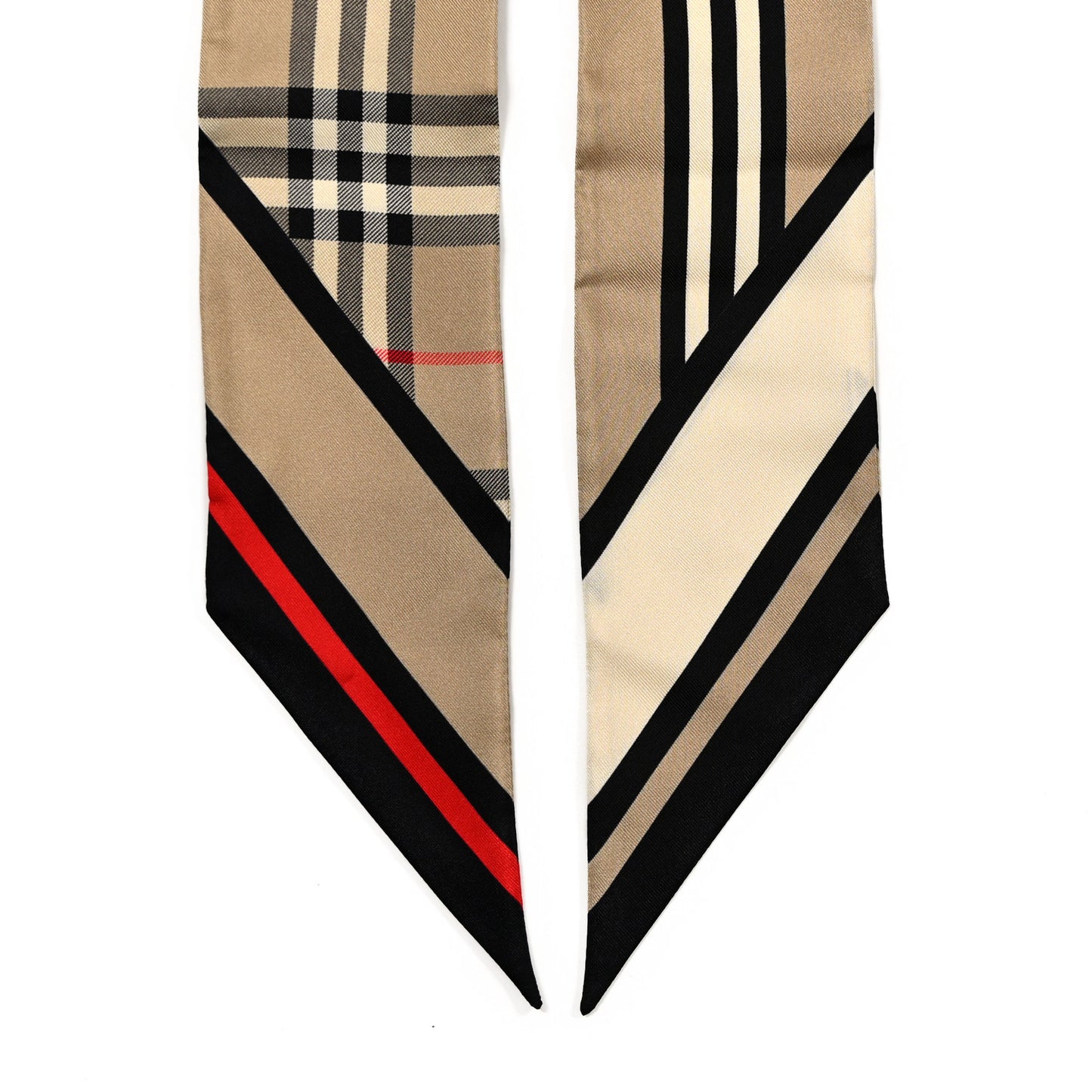 Silk Montage Print Skinny Scarf Archive Beige
