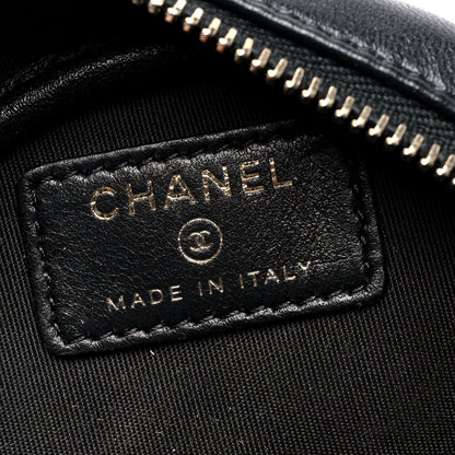 Chanel Lambskin Quilted Studded Round Clutch With Chain Black 6 of 10