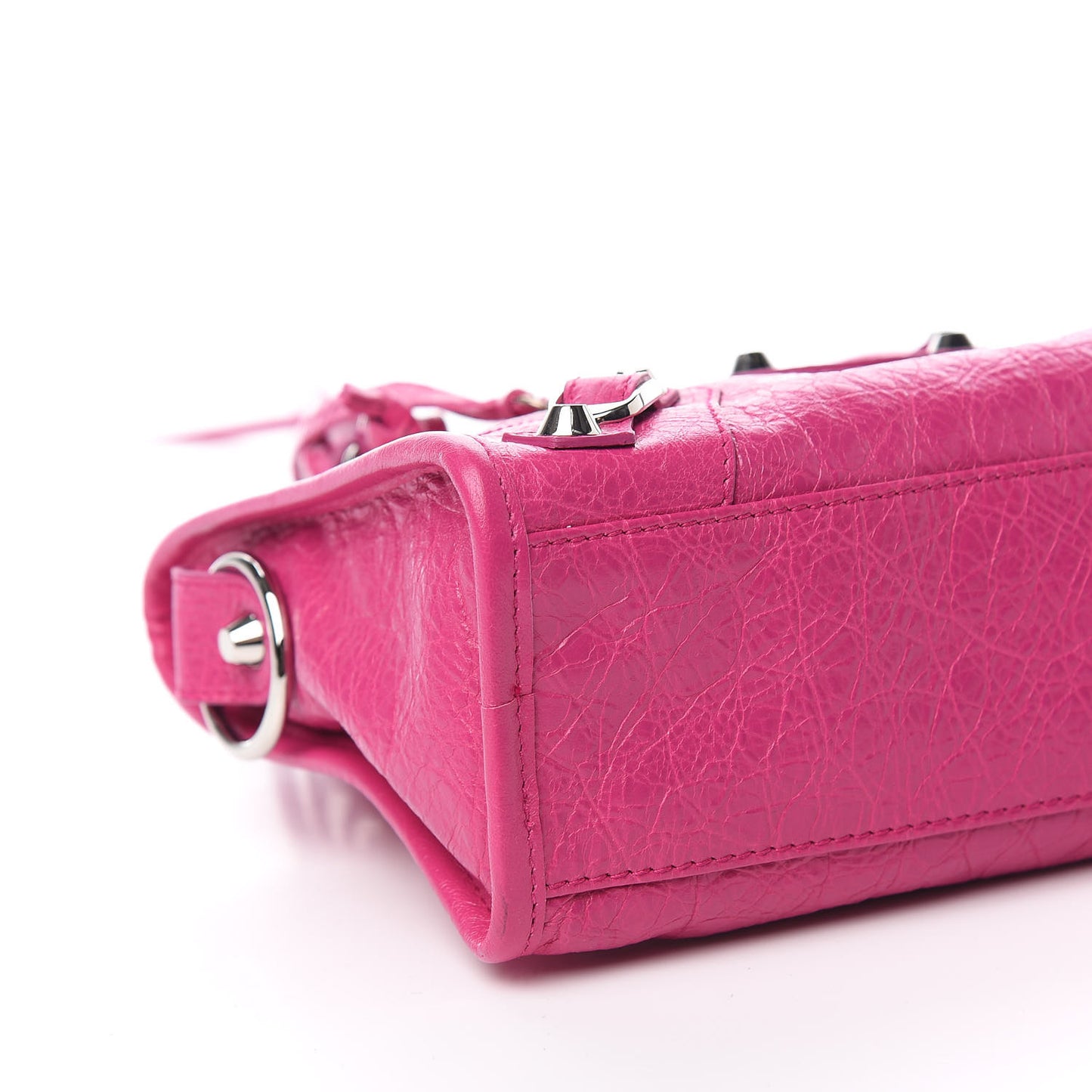 Agneau Classic Silver Hardware Mini City Rose Magenta