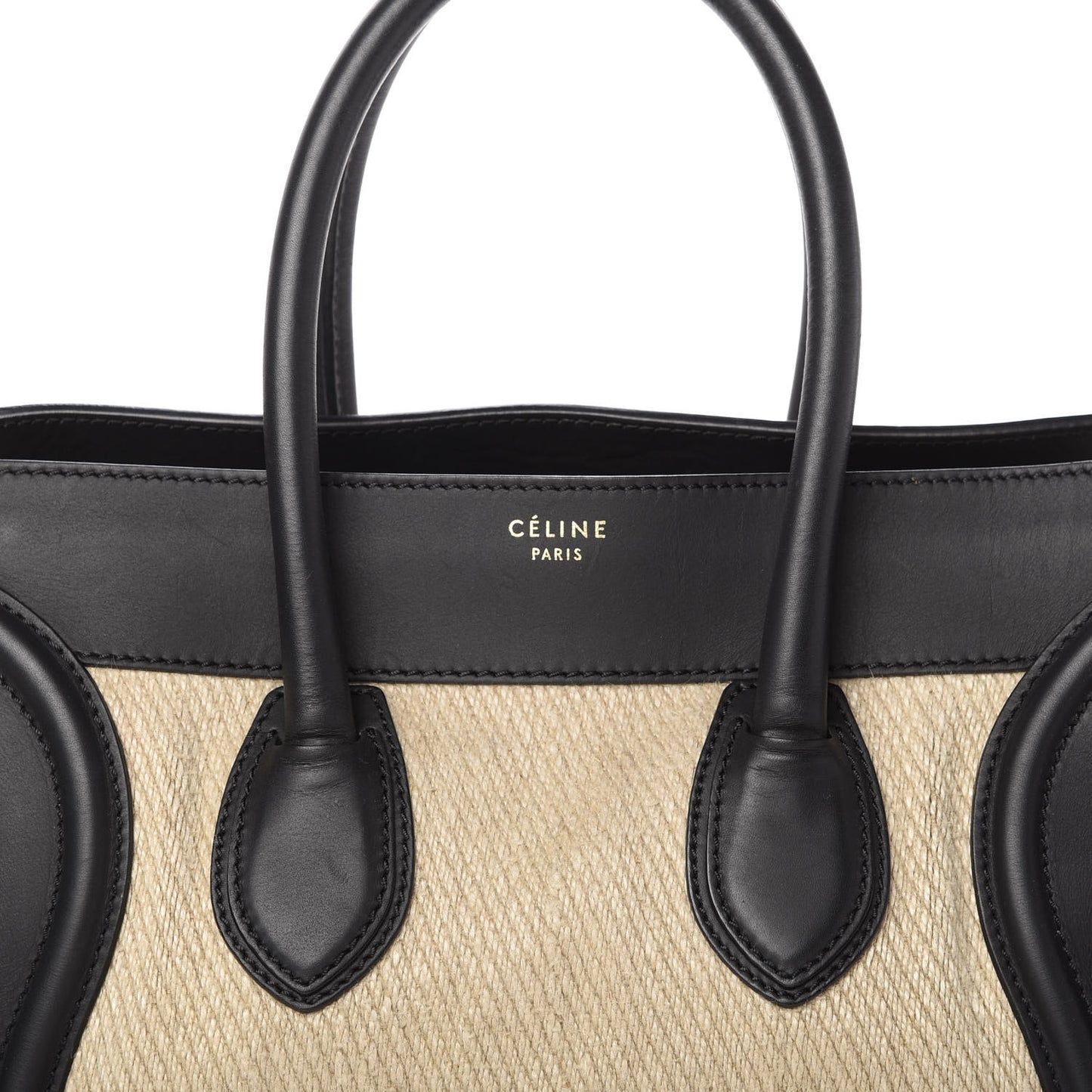 Raffia Smooth Calfskin Mini Luggage Beige