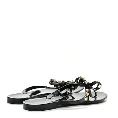 Valentino Garavani PVC Jelly Rockstud Bow Thong Sandals 40 Black 4 of 11
