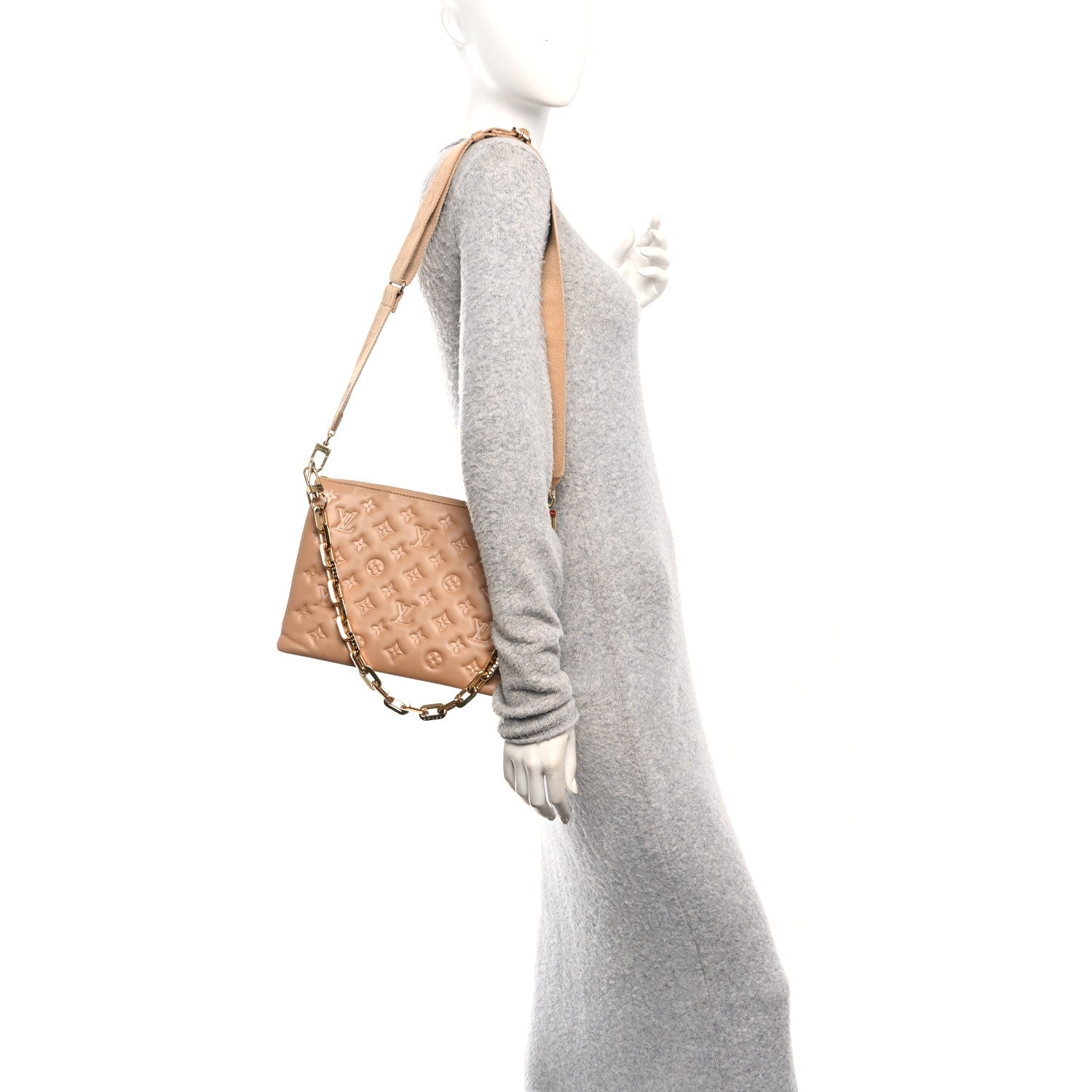 Louis Vuitton Lambskin Embossed Monogram Coussin PM Camel 2 of 12