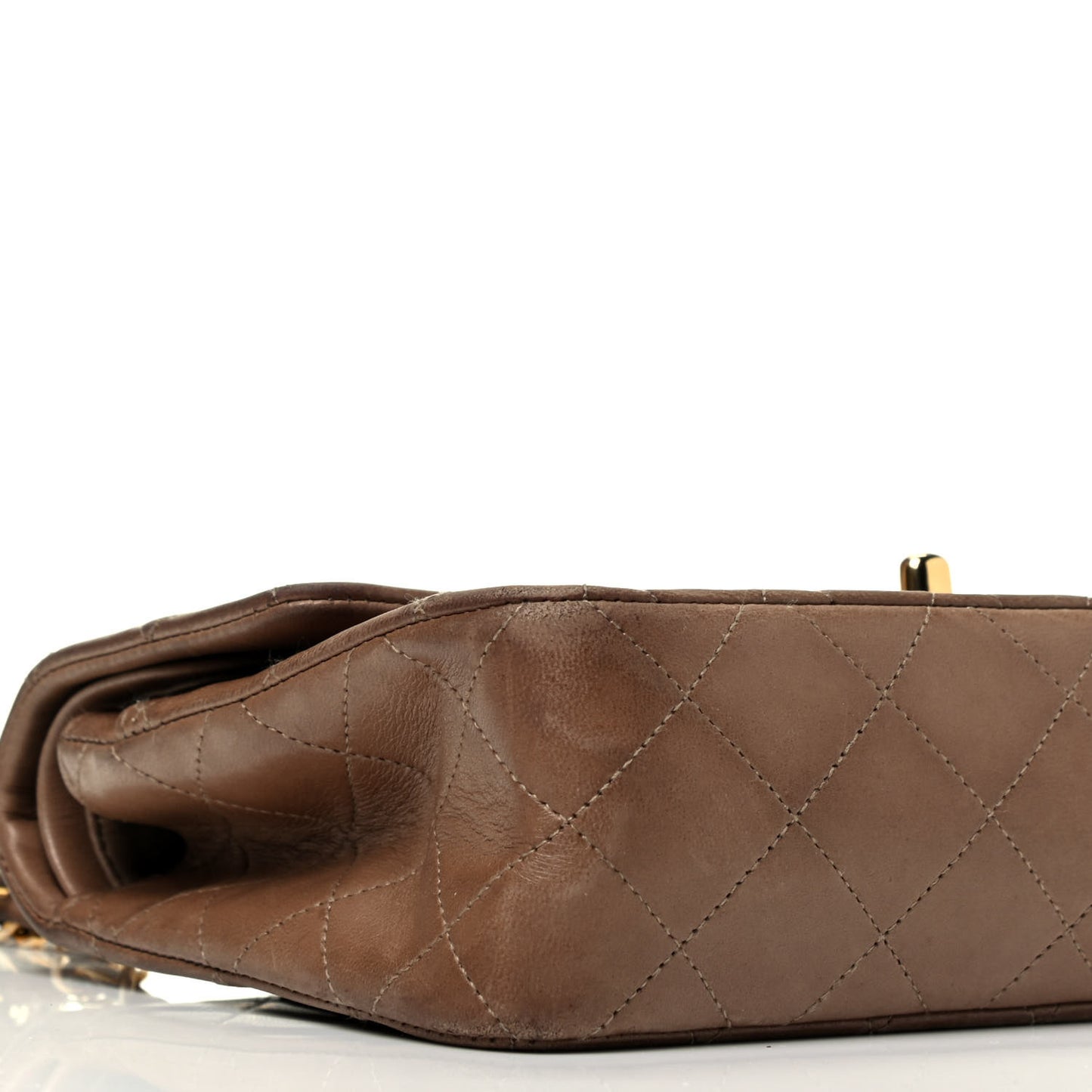 Lambskin Quilted Small Double Flap Dark Brown