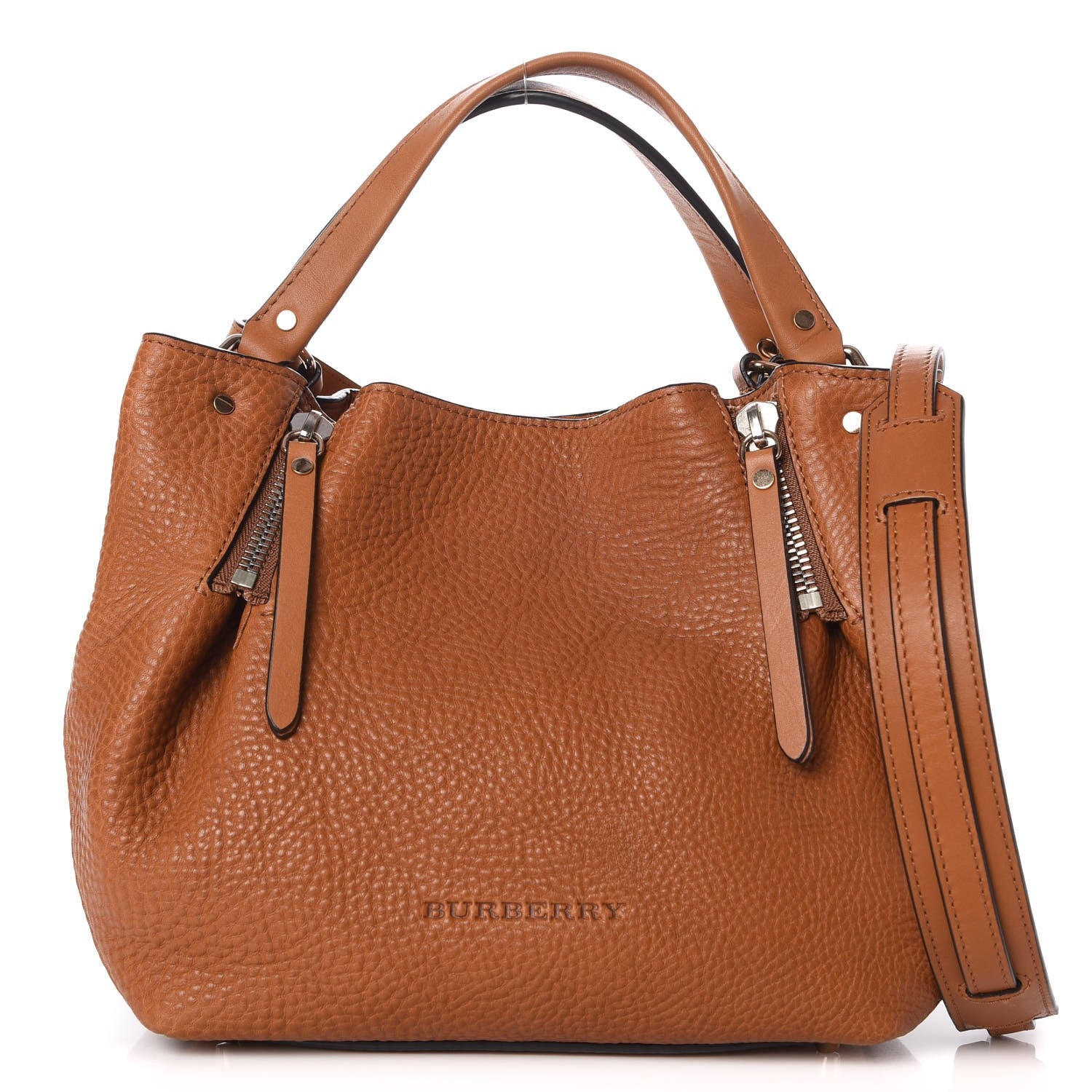 Burberry Grainy Calfskin House Check Small Maidstone Saddle Brown 1 of 10