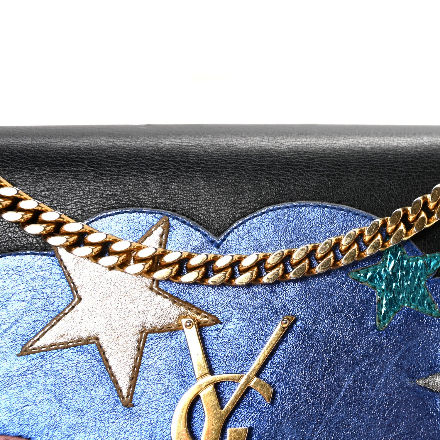 Saint Laurent Lambskin Medium Cloud Star Monogram Kate Satchel Black 13 of 17