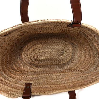 Loewe Raffia Floral Embroidered Medium Basket Tote Bag Natural Tan 5 of 11