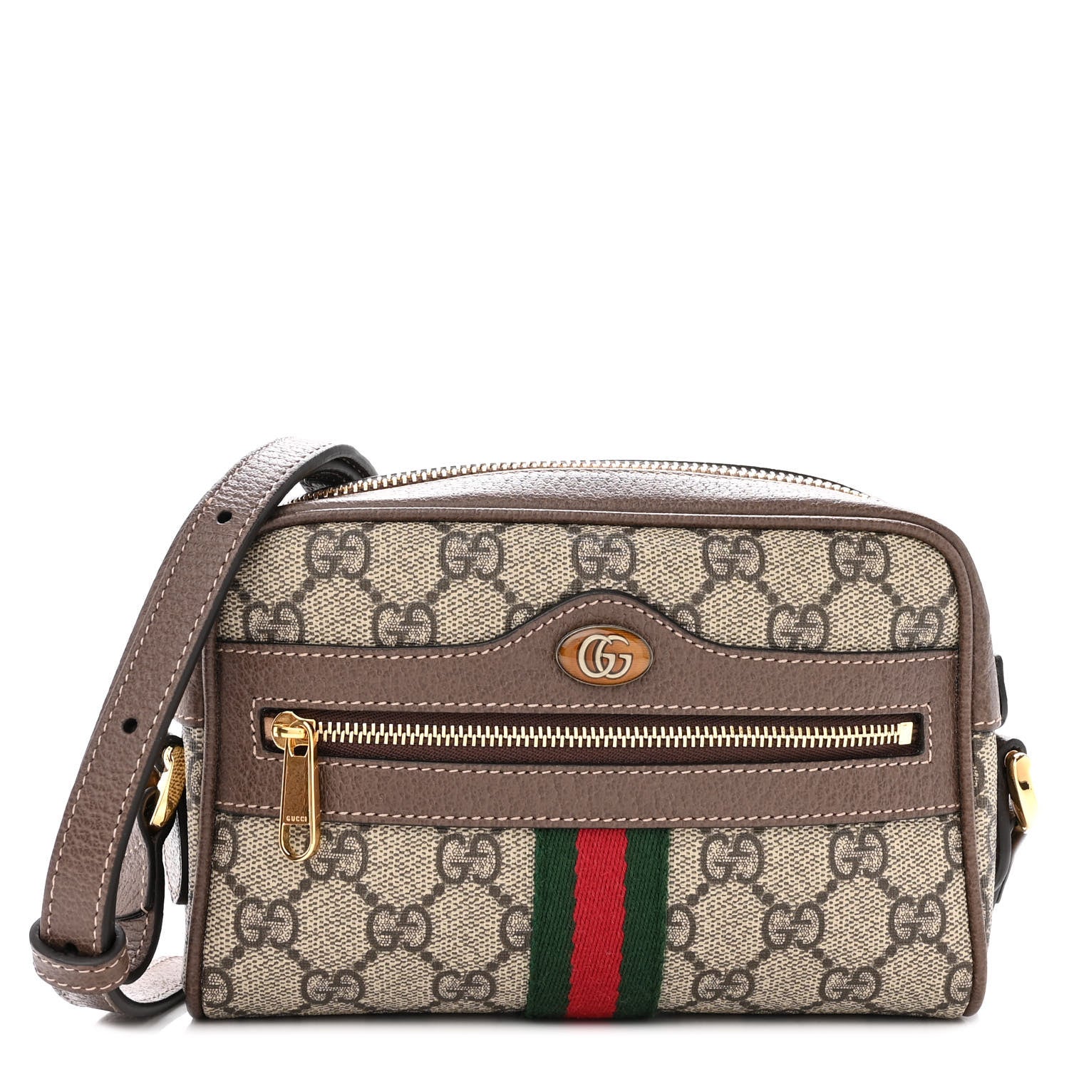 Gucci GG Supreme Monogram Web Mini Ophidia Shoulder Bag Brown 1 of 9