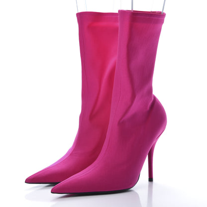 Balenciaga Jersey Crepe Extreme Pointed Toe Knife Booties 36 Dark Pink 3 of 7