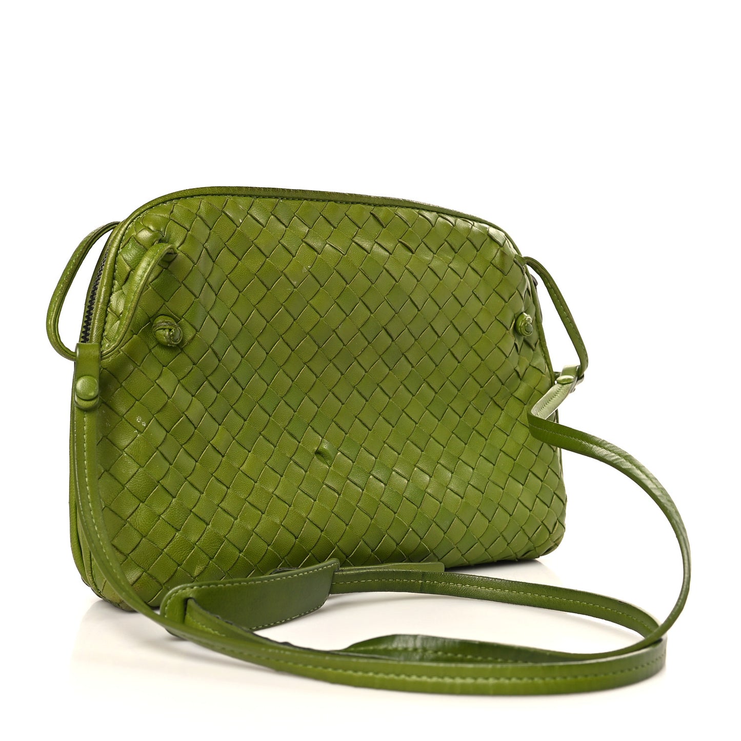 Nappa Intrecciato Nodini Crossbody Messenger Green