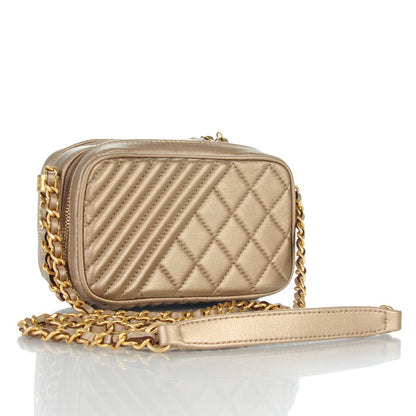Chanel Metallic Lambskin Mini Coco Boy Camera Case Dark Gold 3 of 7