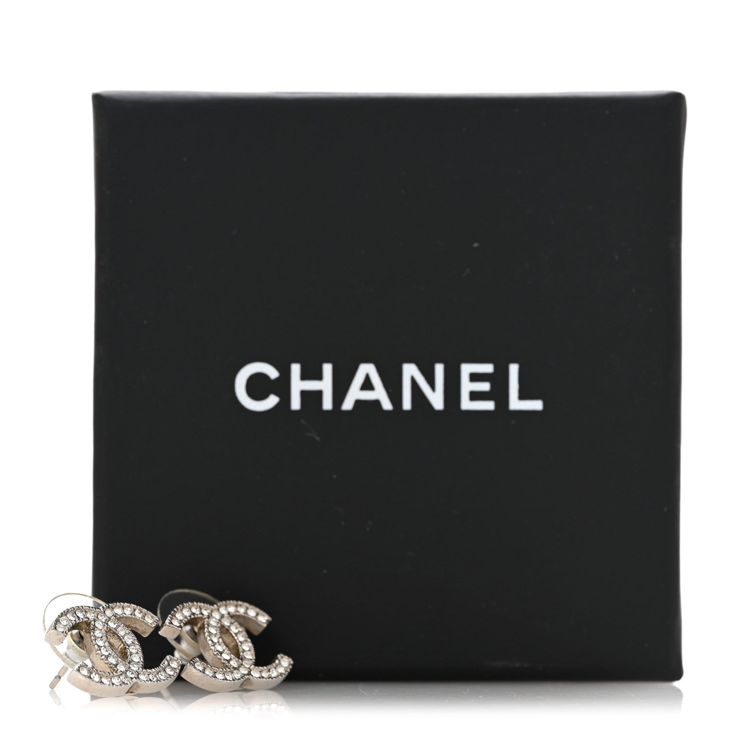 Chanel Crystal CC Earrings Silver 6 of 6