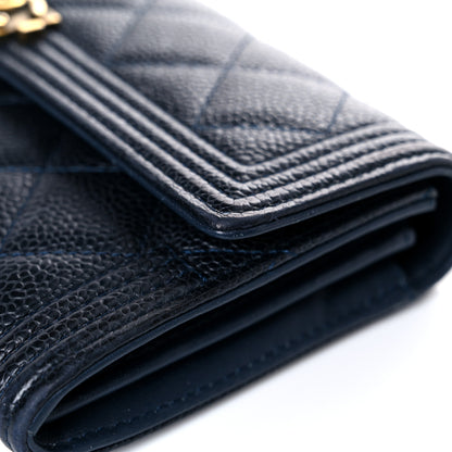 Chanel Caviar Quilted Large Boy Gusset Flap Wallet Blue 18 of 20