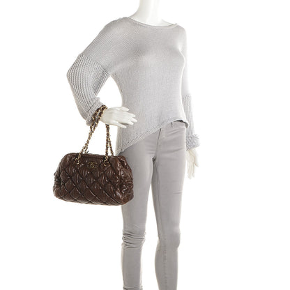 Chanel Lambskin Bubble Quilt Bowler Brown 2 of 7