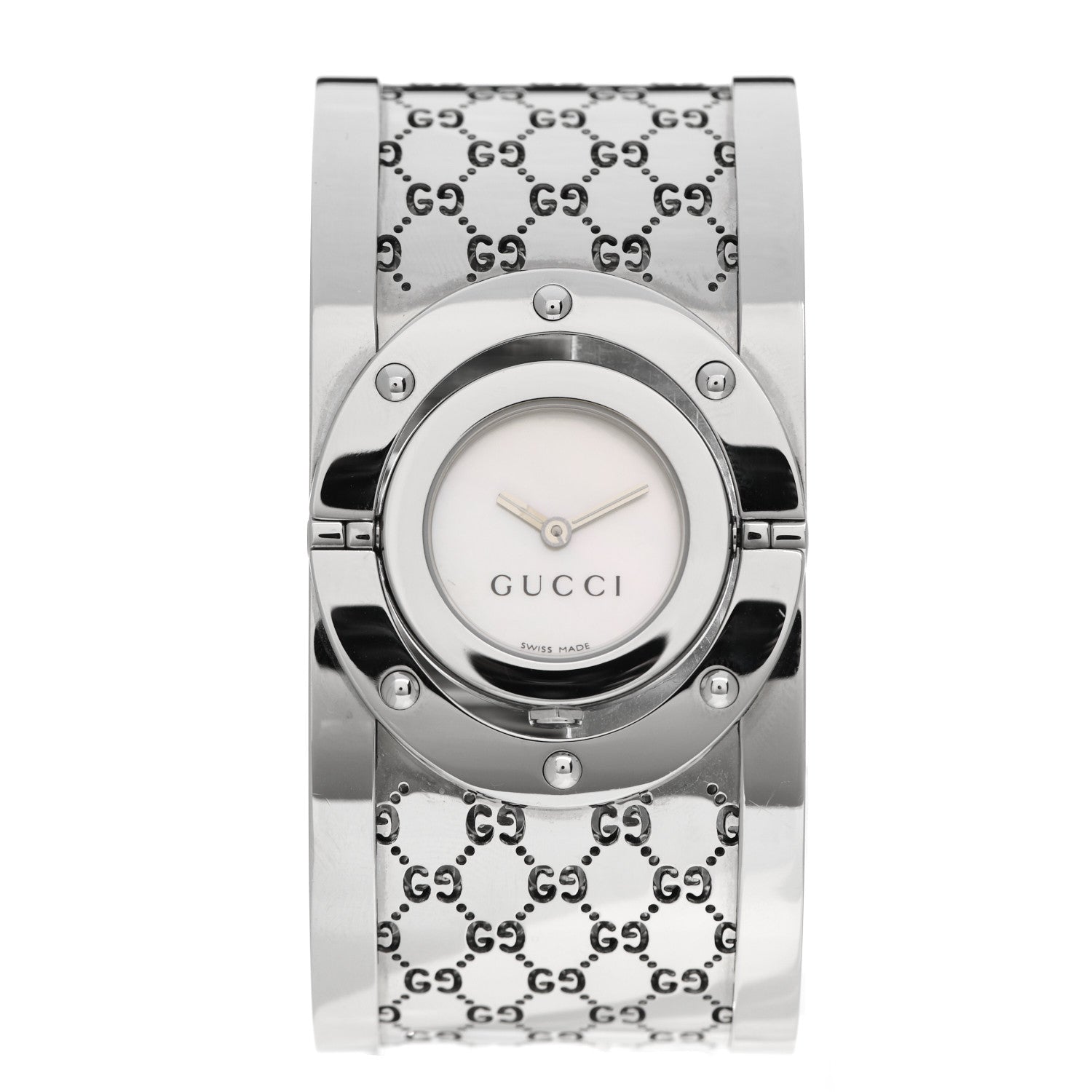 Gucci Stainless Steel Mother of Pearl 33mm Twirl Quartz Watch 1 of 5