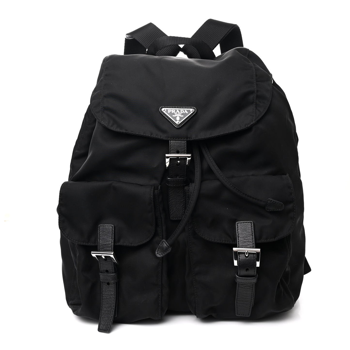 Tessuto Nylon Saffiano Medium Backpack Black