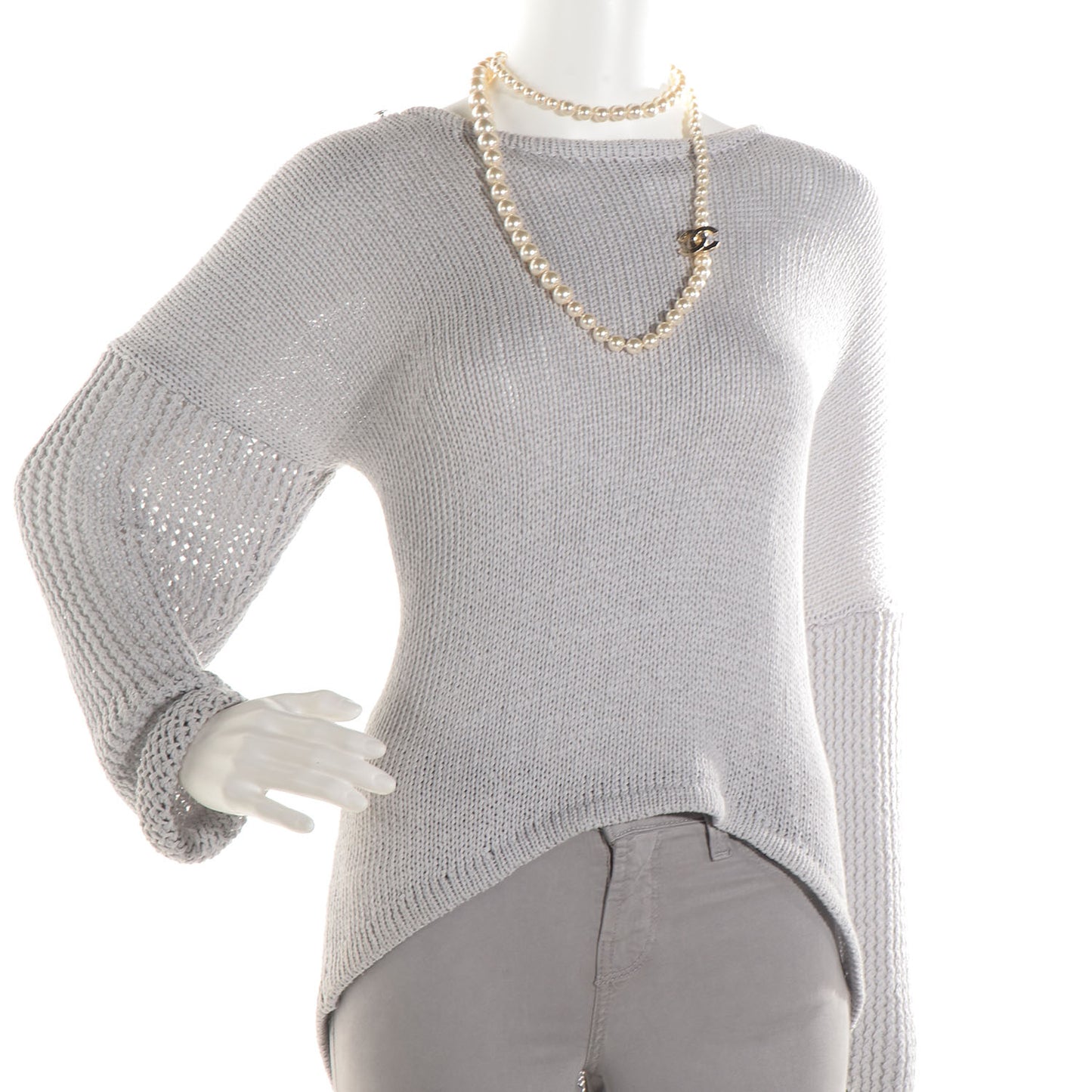 Pearl CC Long Necklace Light Gold