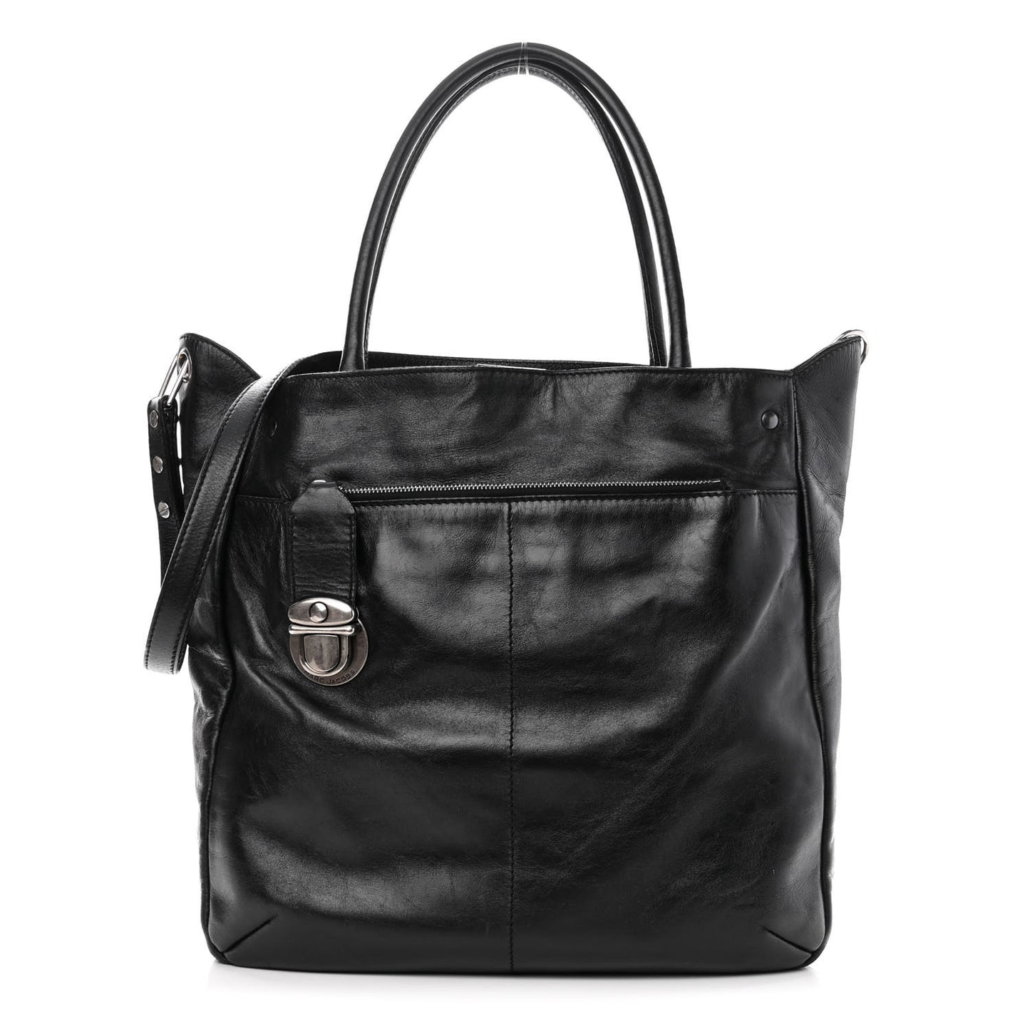 Calfskin Push Lock Tote Black