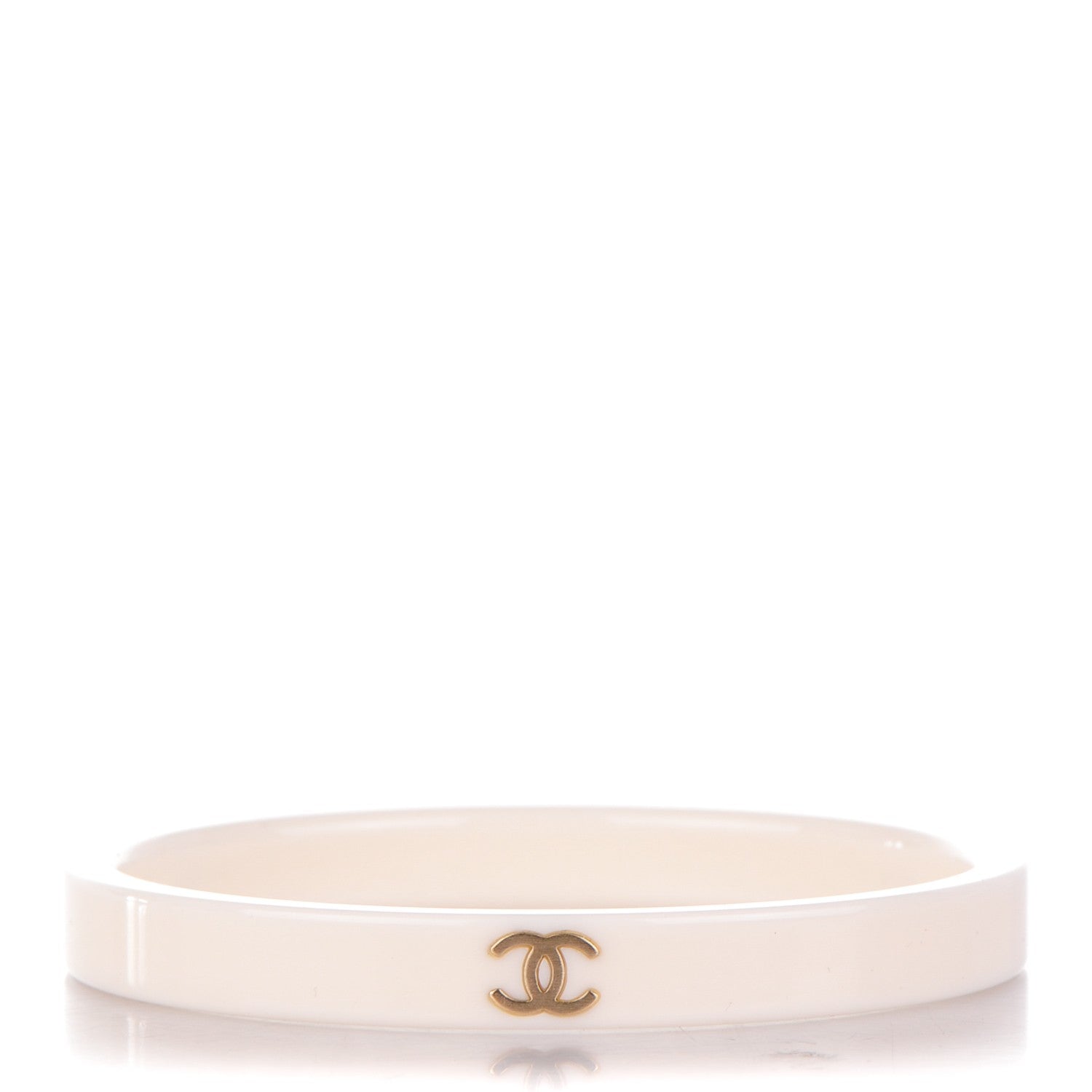 Chanel Resin Metal CC Bangle White 1 of 4