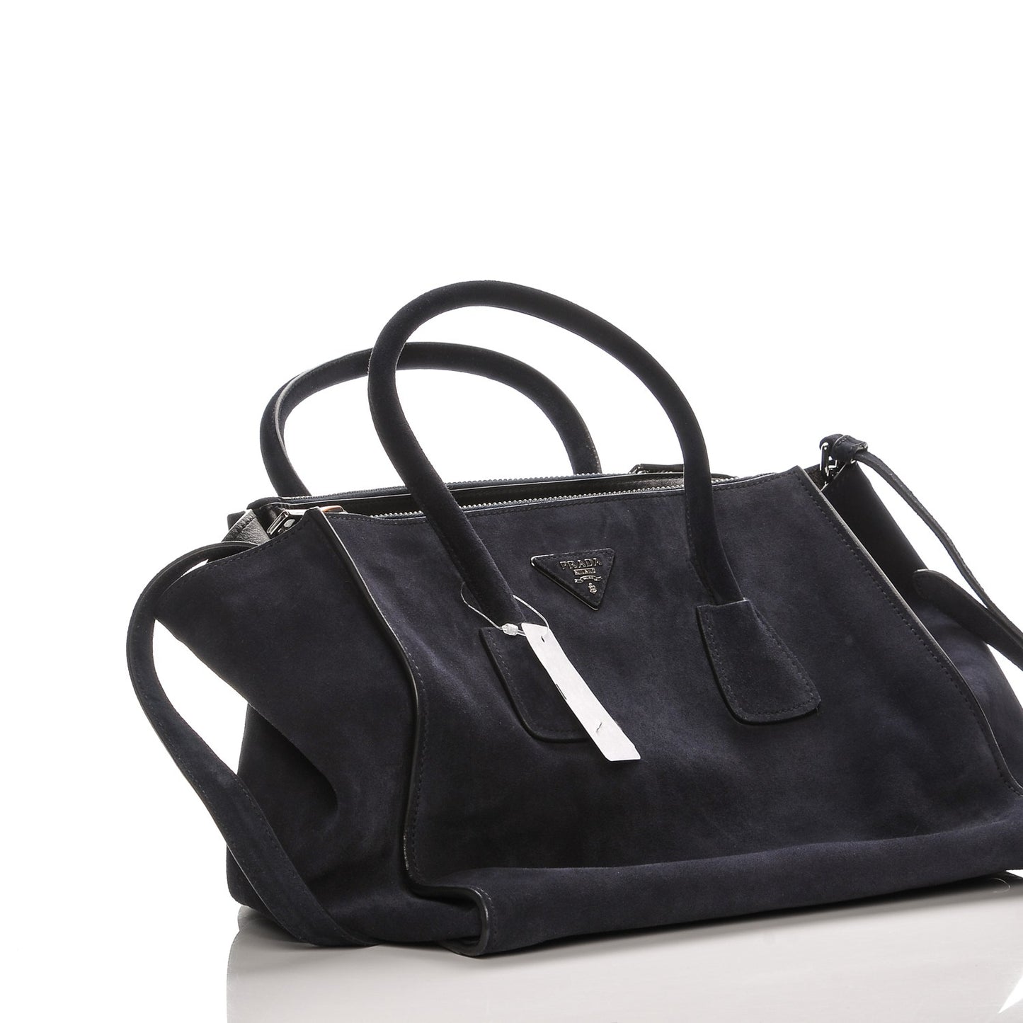 Suede Scamosciato Twin Pocket Tote Blue