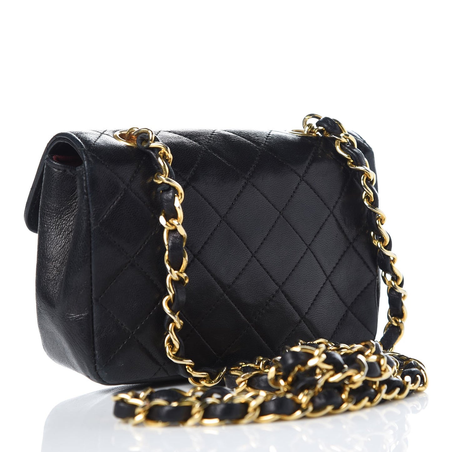 Lambskin Quilted Extra Mini Flap Black