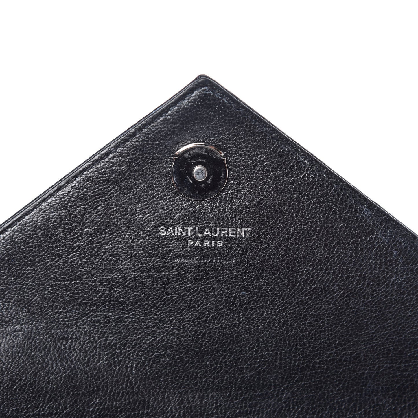 Sheepskin Matelasse Chevron Monogram College Chain Wallet Black