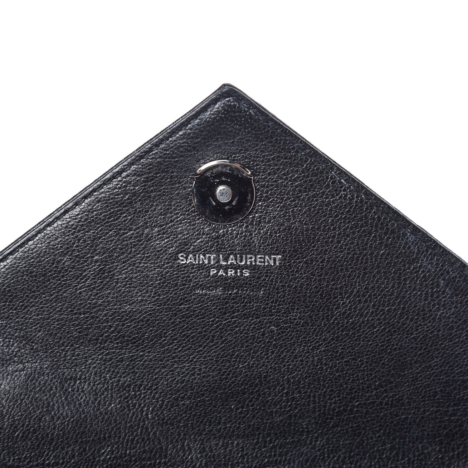 Saint Laurent Sheepskin Matelasse Chevron Monogram College Chain Wallet Black 6 of 8
