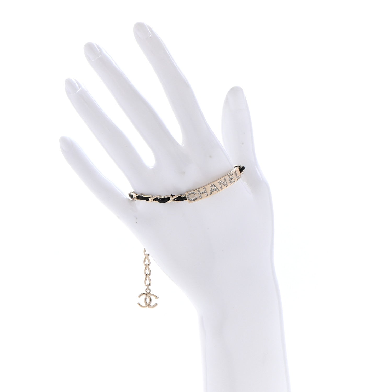 Chanel Metal Lambskin Crystal Sergeant Chanel Bracelet Gold 2 of 6