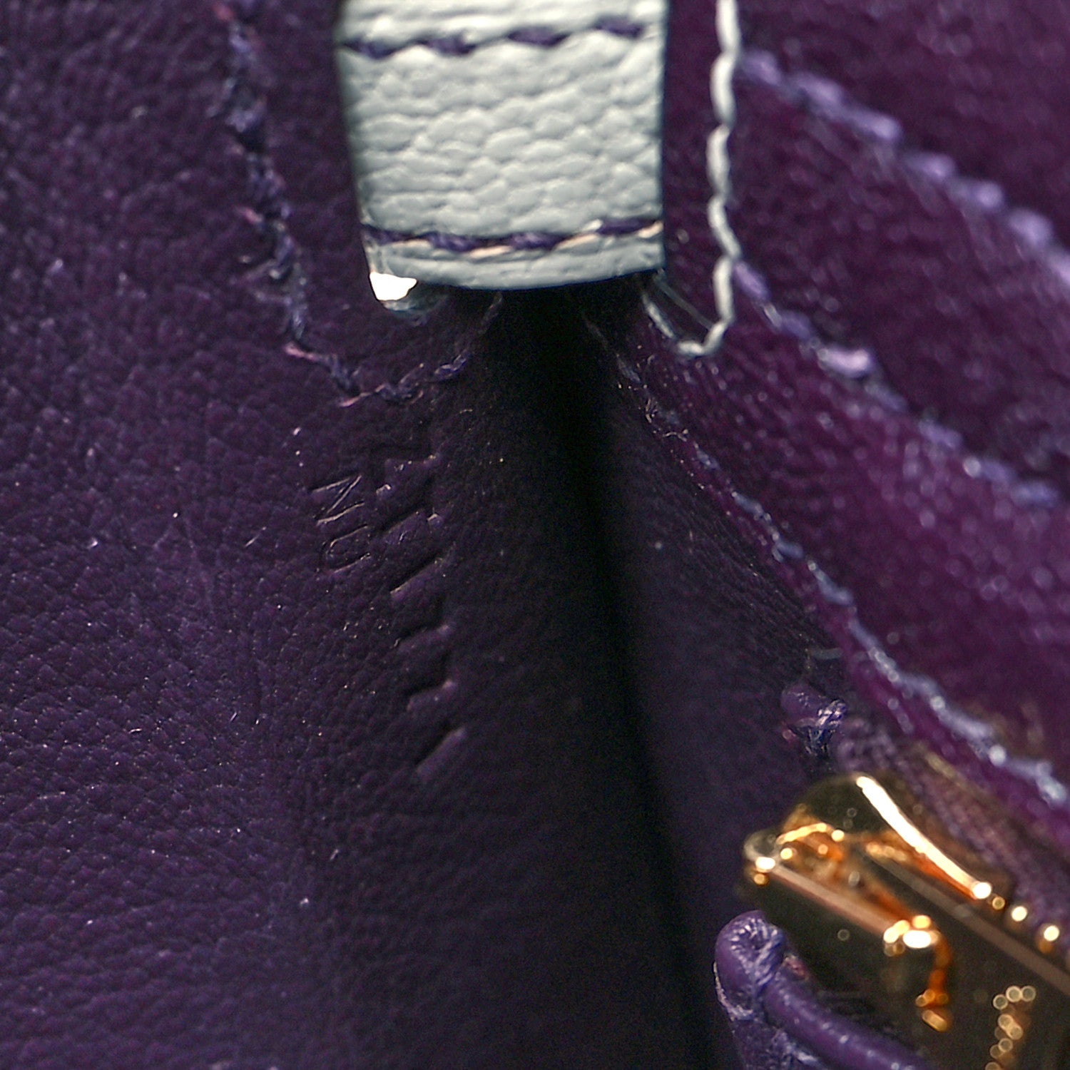 Hermes Chevre Mysore Horseshoe Kelly Sellier 25 Raisin Gris Mouette 7 of 10