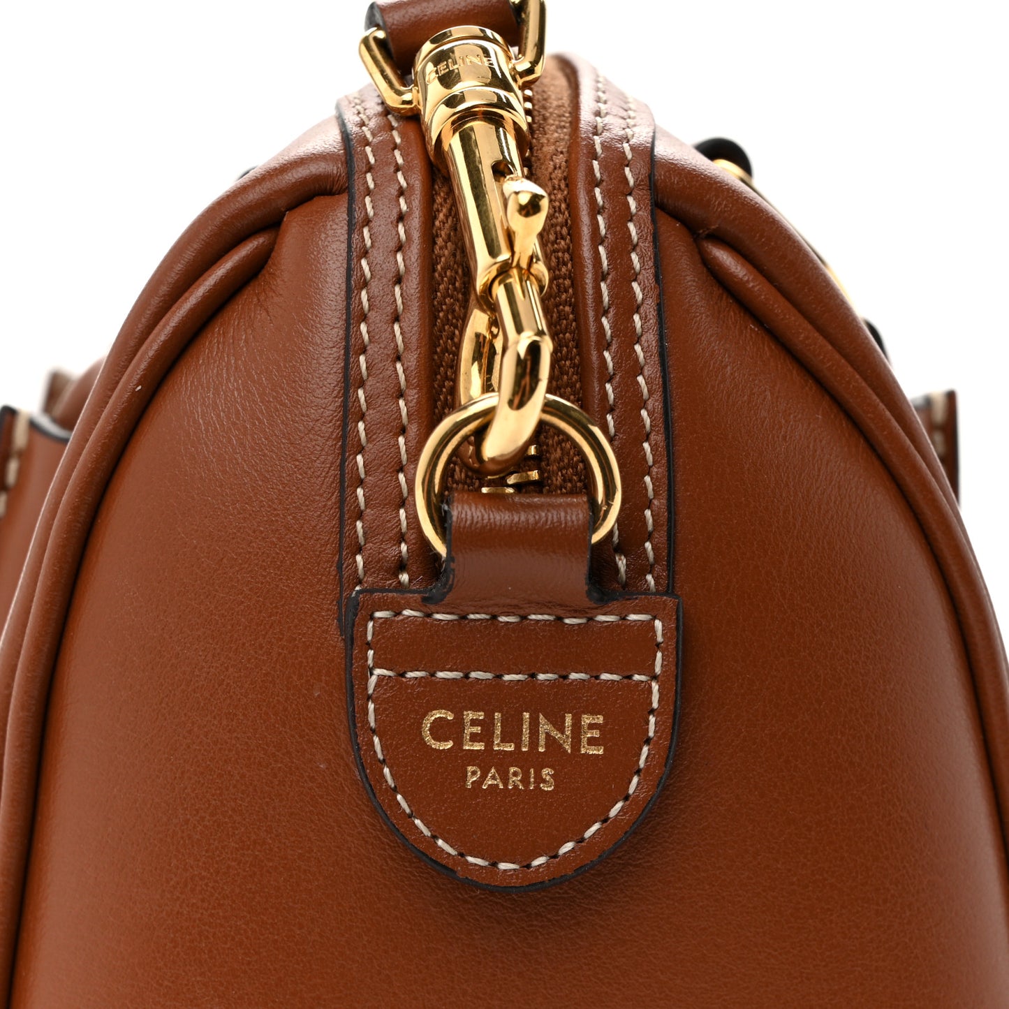 Smooth Calfskin Triomphe Small Boston Bag Tan