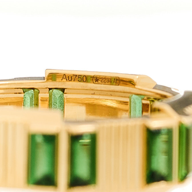Gucci 18K Yellow Gold Green Tourmaline 7mm Link to Love Ring 54 6.75 4 of 5