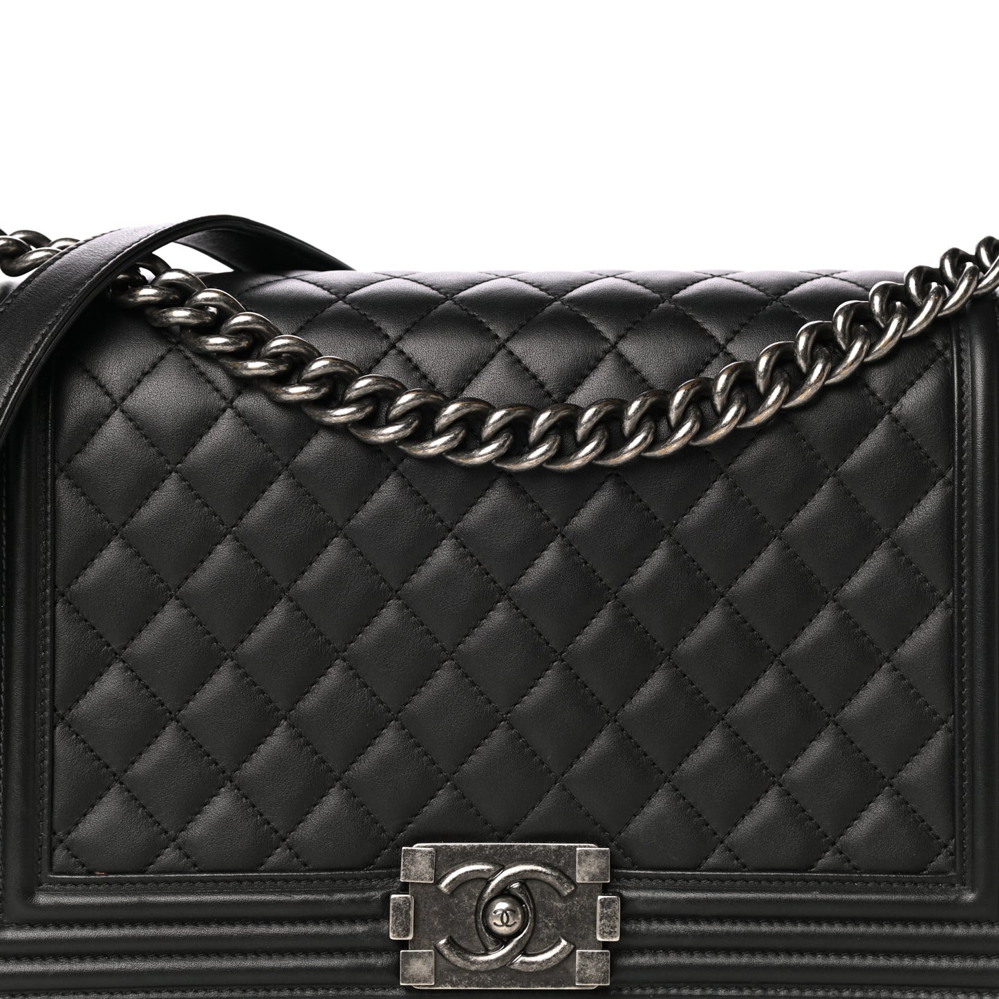 Calfskin Quilted New Medium Boy Flap Black