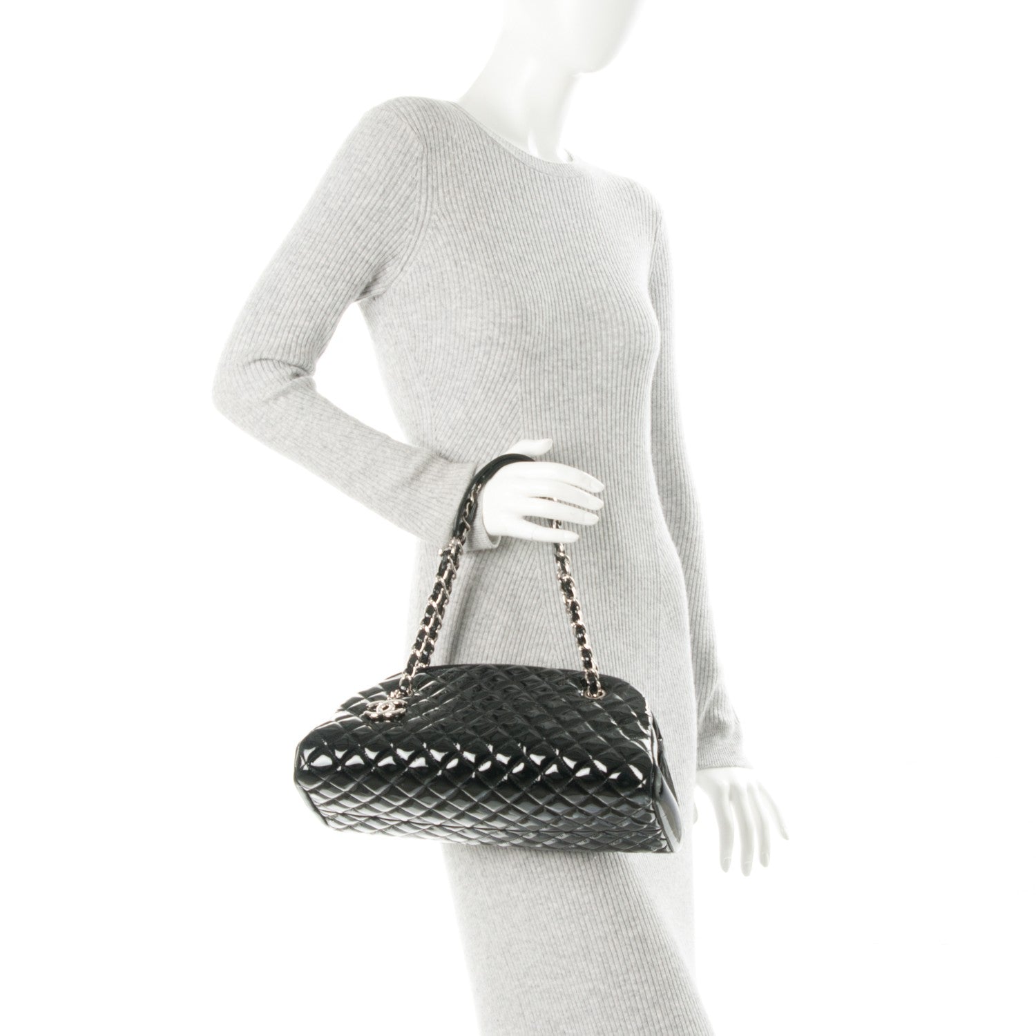 Chanel Patent Quilted Medium Just Mademoiselle Black 2 of 7