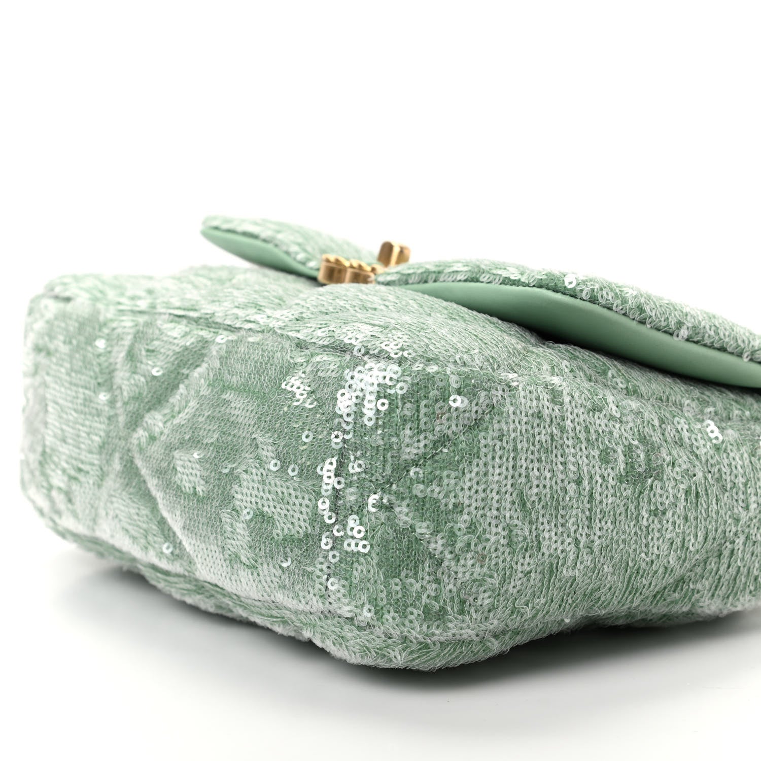 Chanel Sequin Quilted Medium Chanel 19 Flap Light Green 7 of 10