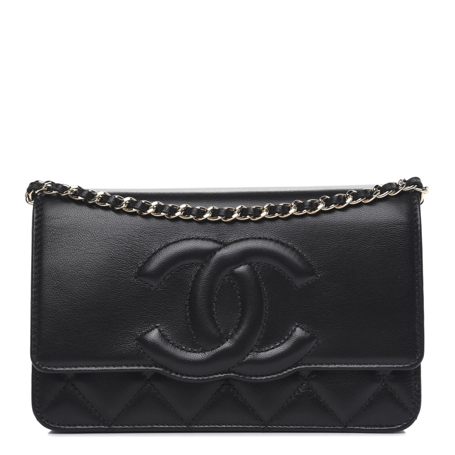 Chanel Goatskin Quilted Timeless CC Wallet On Chain WOC Black 1 of 12