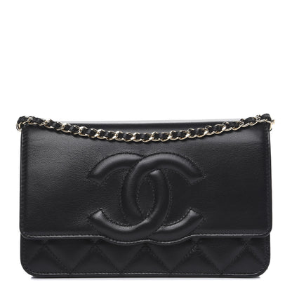 Chanel Goatskin Quilted Timeless CC Wallet On Chain WOC Black 1 of 12
