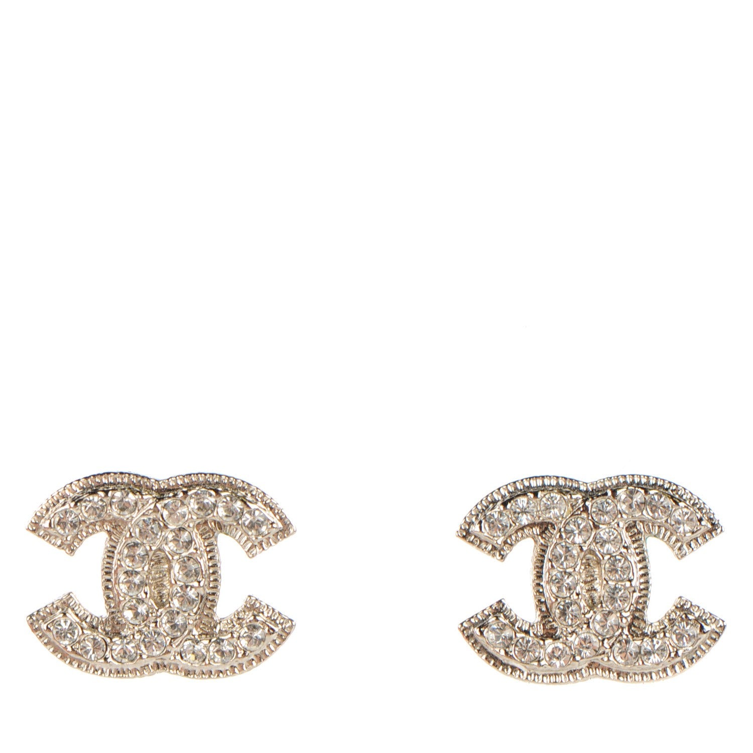 Chanel Crystal CC Earrings Silver 1 of 5