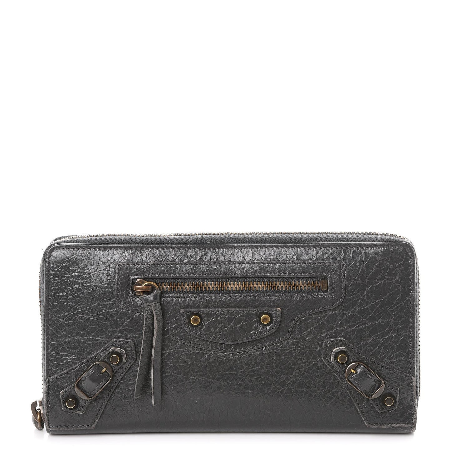 Agneau Classic Hardware Continental Zip Around Wallet Gris Fossile