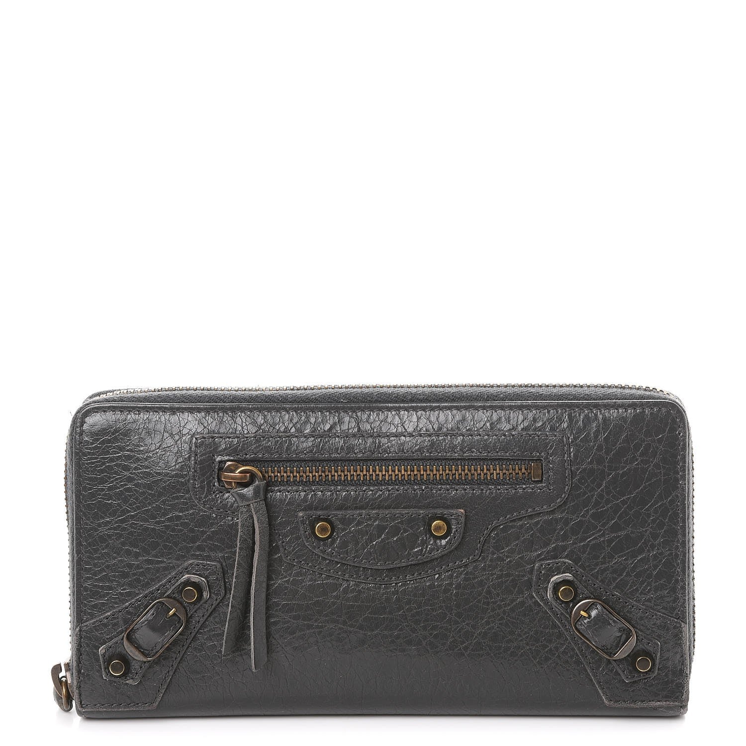 Balenciaga Agneau Classic Hardware Continental Zip Around Wallet Gris Fossile 1 of 11