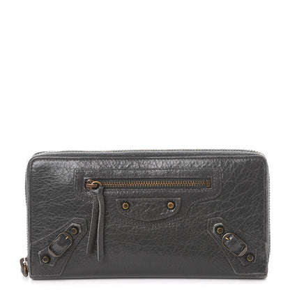 Balenciaga Agneau Classic Hardware Continental Zip Around Wallet Gris Fossile 1 of 11