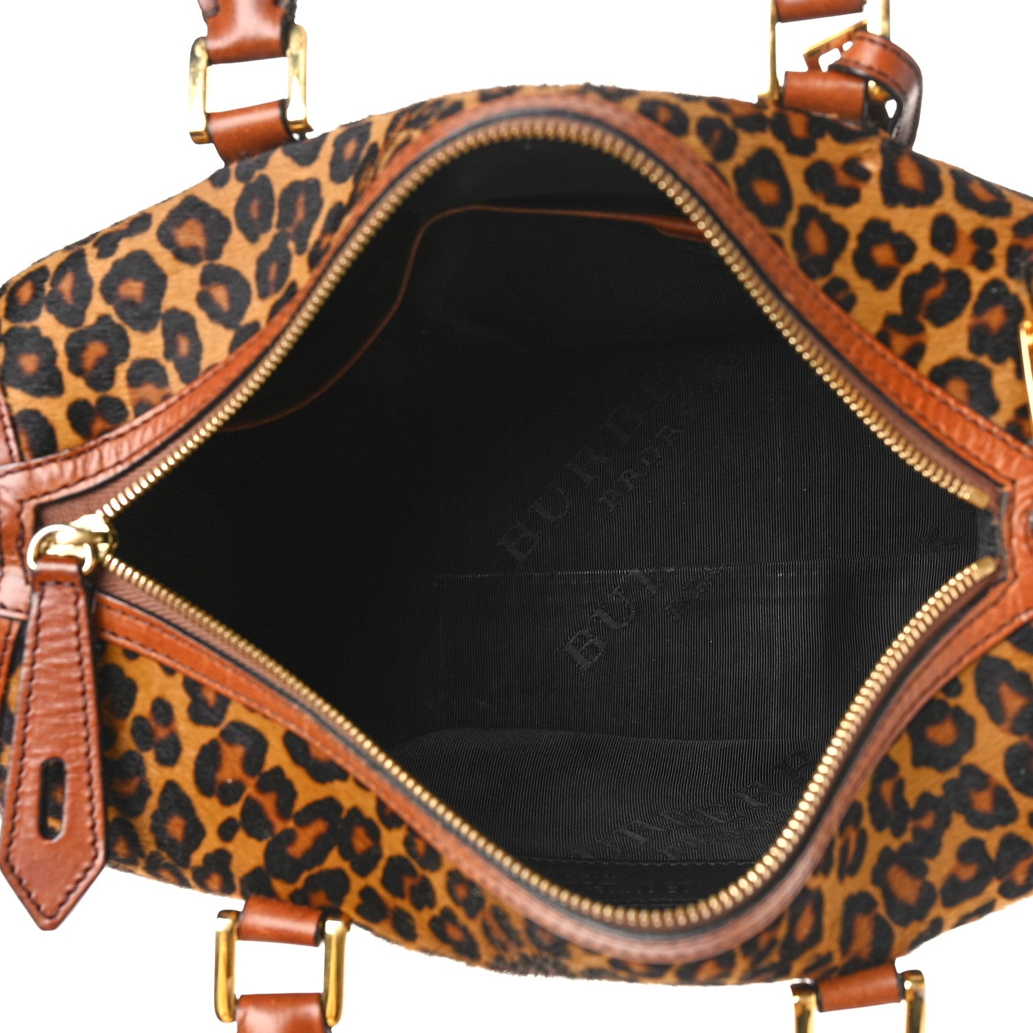 Burberry Leopard Ponyskin House Check Calfskin Boston Tan 5 of 15