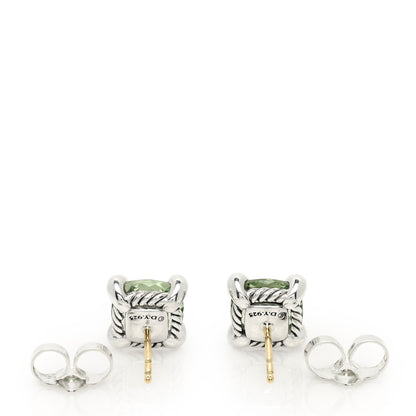 David Yurman Sterling Silver Diamond Prasiolite 9mm Chatelaine Earrings 3 of 4