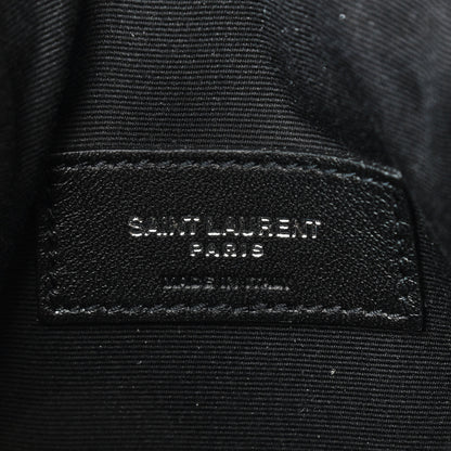 Saint Laurent Calfskin Crocodile Embossed Monogram Uptown Baby Pouch Black 6 of 7