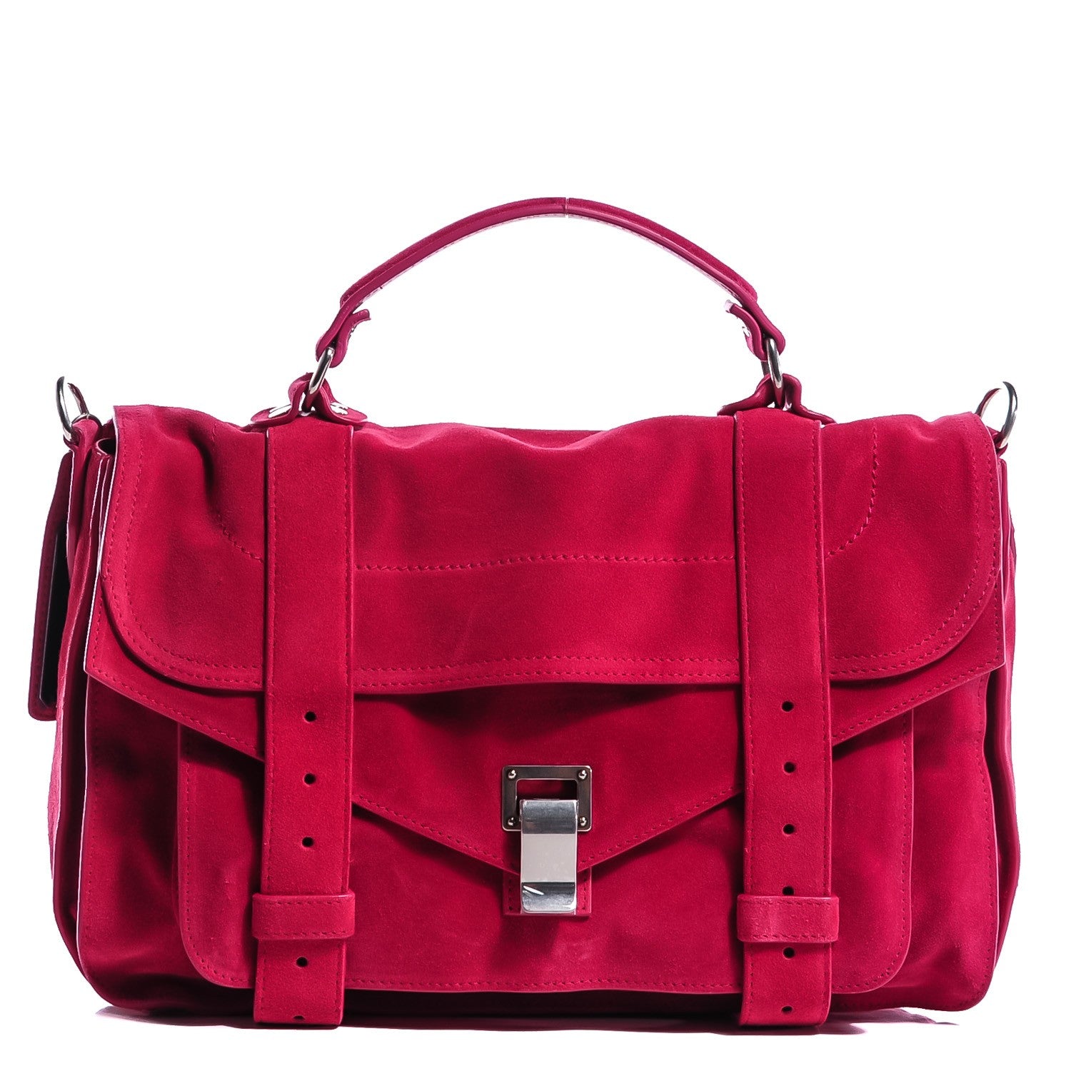 Proenza Schouler Suede Medium PS1 Satchel Raspberry 1 of 14