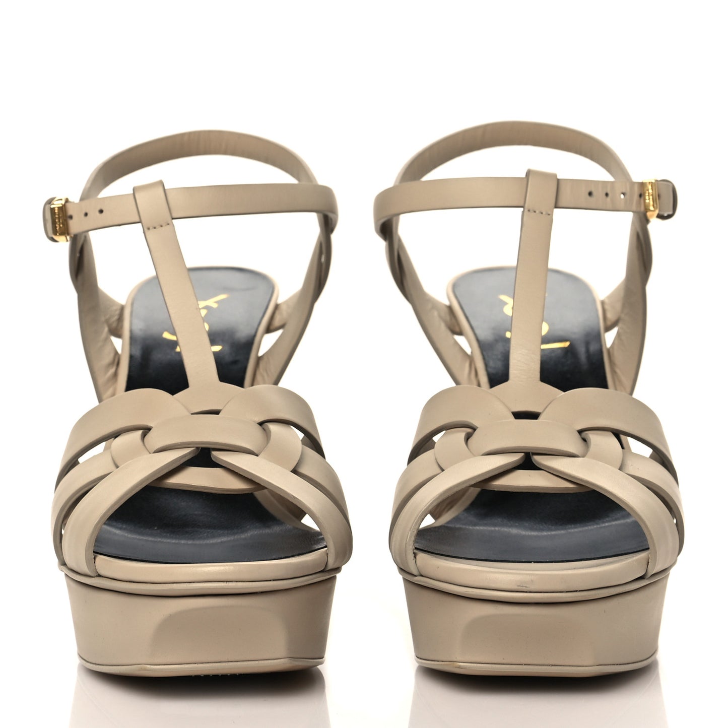Calfskin Tribute 75 Platform Sandals 41 Nude Powder