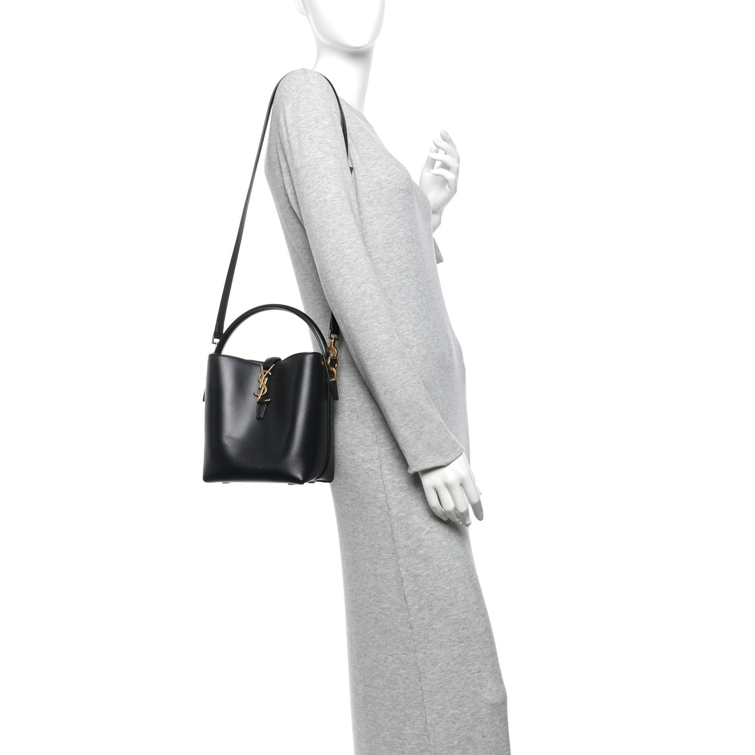 Saint Laurent Shiny Calfskin Le 37 Small Bucket Bag Black 2 of 10