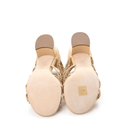 Chanel Lambskin CC Chain Sandals 37.5 Beige 5 of 8