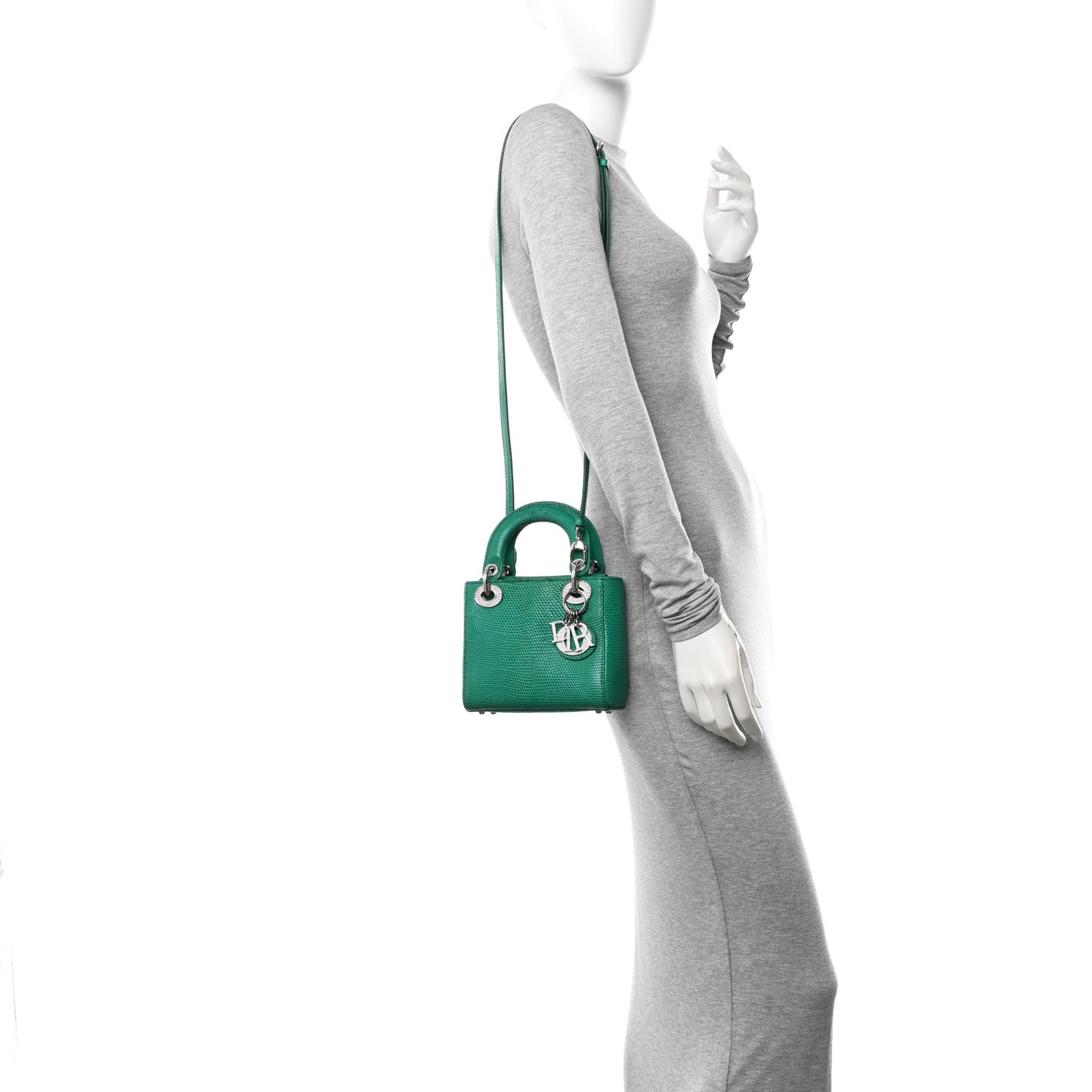 Lizard Swarovski Crystal Mini Lady Dior Green